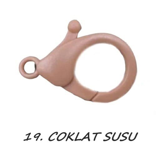 Kaitan Kokot Udang Plastik Claps Plastik Uk 35mm Warna/i Doff Harga/Pc-19. COKLAT SUSU
