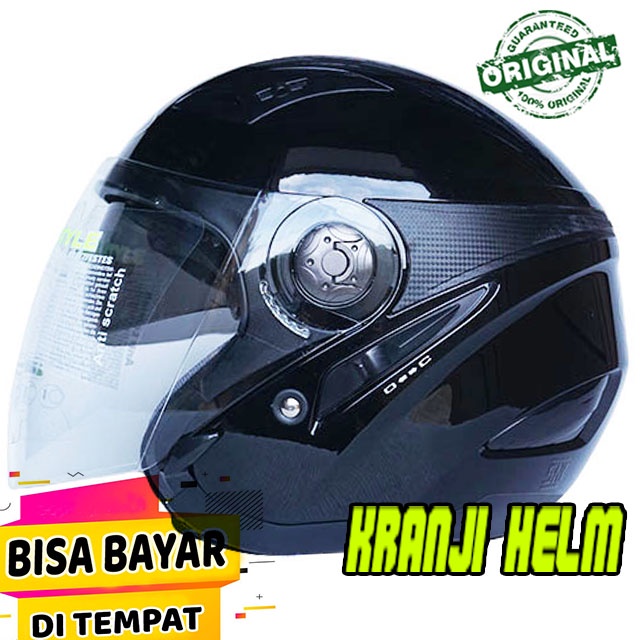 Helm / Helm half face / Helm mds zarra solid black termurah