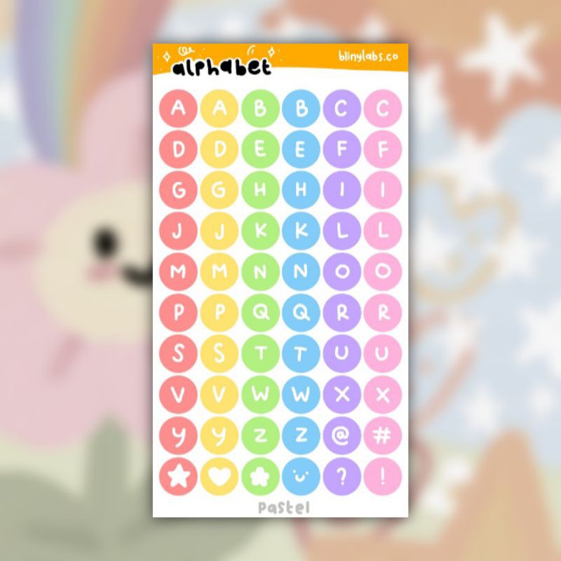

Alphabet Sticker (Pastel Colors) By Blinylabs.co