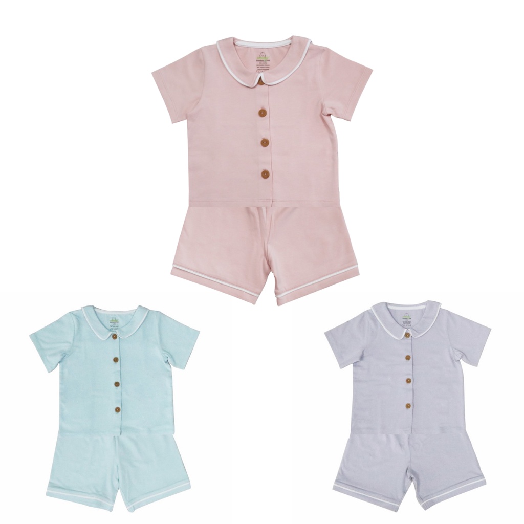 Bamboo and Bub - Kaori Sets - Baju Lengan Kaki Pendek Anak Bayi Balita Bambu Sailor Rumahan Santai Pajamas Pyjamas Adem