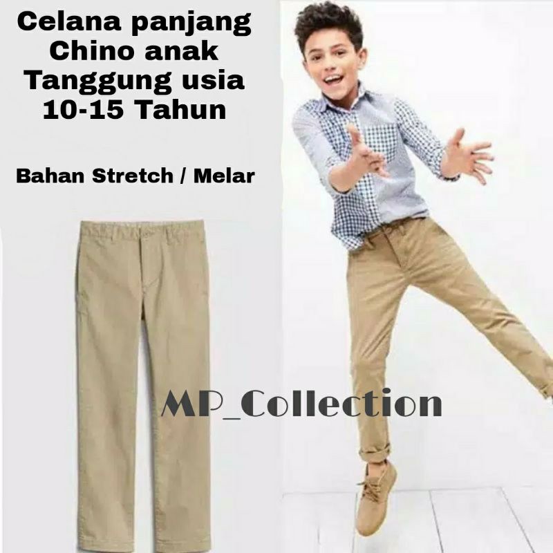 Celana Chino Panjang Anak tanggung laki-laki Usia 10-15 Tahun SD-SMP Bahan Strecth 100% REAL PICTURE