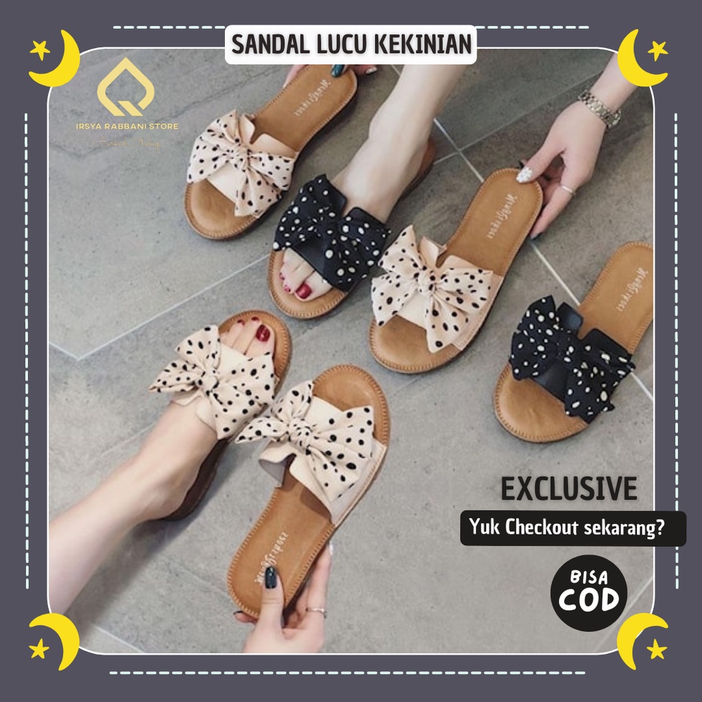Sandal Lucu Wanita Cute IRS-804 Terbaru Tali Pita Korean Model Baru Unik Kekinian Stylish Korea Send