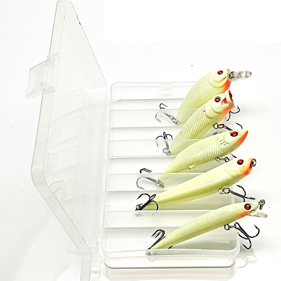 Shengyao New 5Pcs Boxed Luminous Minnow Umpan Pancing VIB/Pencil/Popper/Crankbait Fishing Lures Swimbait Topwater Ikan Kail Memancing Tackle