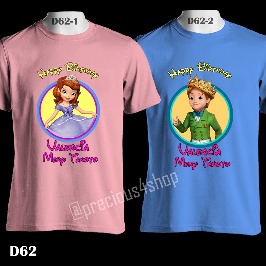 Disney Princess SOFIA & Prince James Birthday | D62 | Kaos Couple | Family T-Shirt