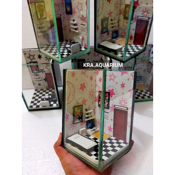 Aquarium Mini Plus Pohon Hiasannya/AQUARIUM MINI/SOLITER CUPANG/SOLITER/SOLITER CUPANG MOTIF BINTANG