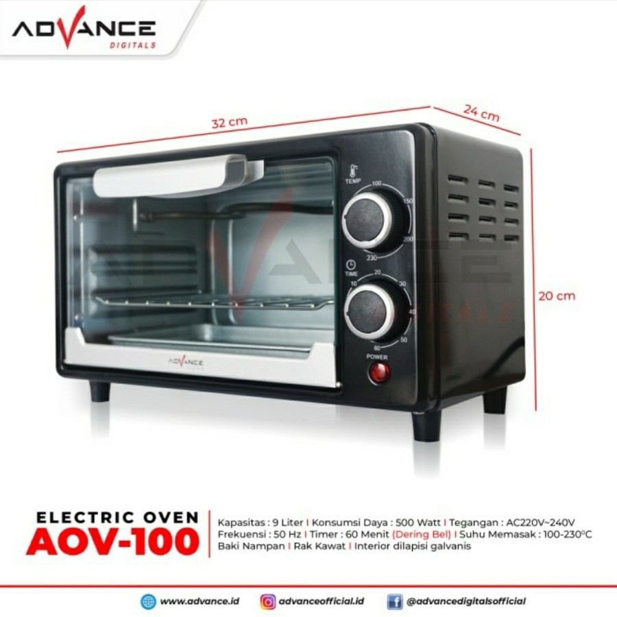 ADVANCE Electric Oven / Oven Listrik AOV-100 Kapasitas 9 Liter 9L
