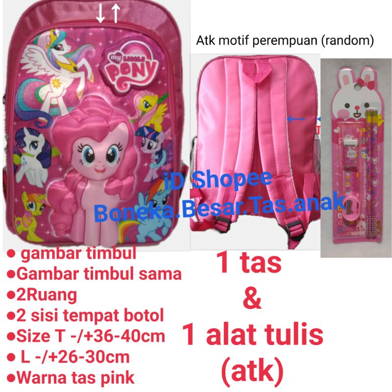 Tas pony kuda poni timbul ransel anak sekolah perempuan