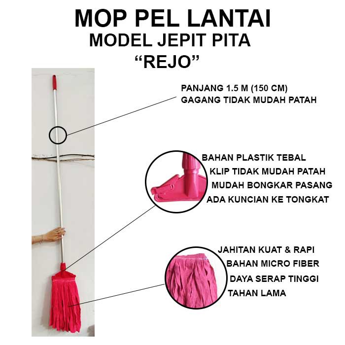 MOP PEL LANTAI GAGANG PANJANG 150 CM BAHAN MICRO FIBER