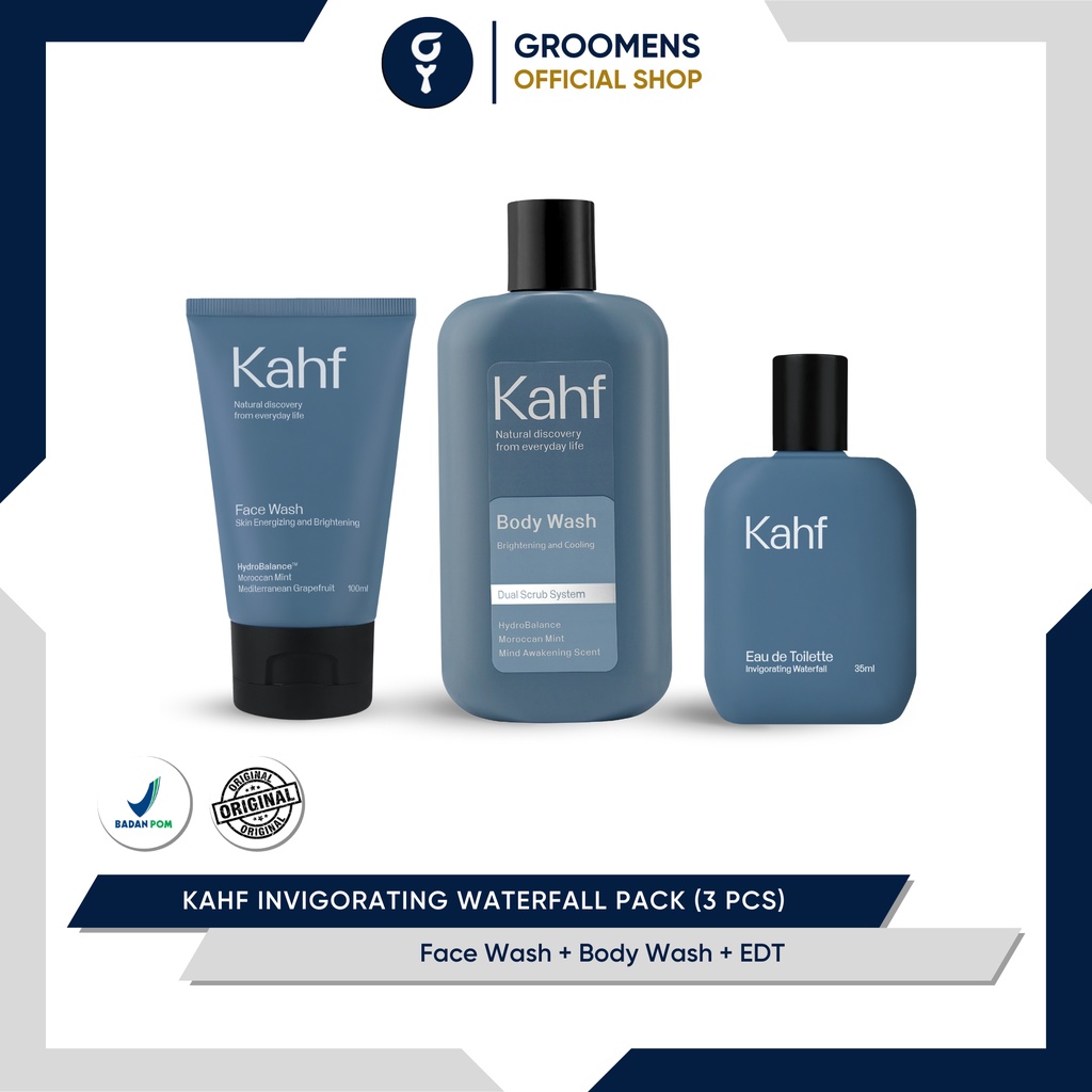 Kahf Invigorating Waterfall Pack  - Face Wash, Body Wash, &amp; EDT (3 pcs)