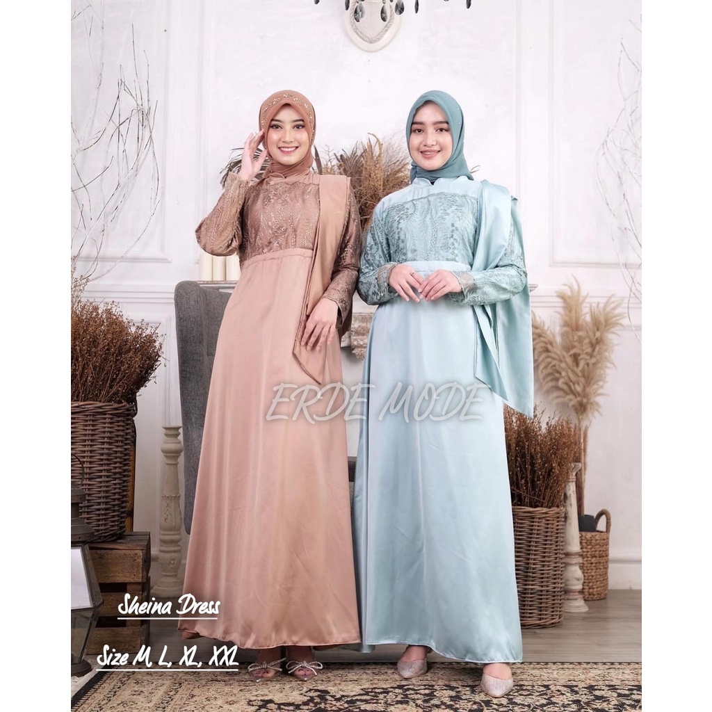 Permata Olshop / Sheina Dress RD / Baju Gamis Kebaya Kondangan /  Dress Pesta Mewah / Kebaya Modern / Bridesmaid / Gamis Salendang