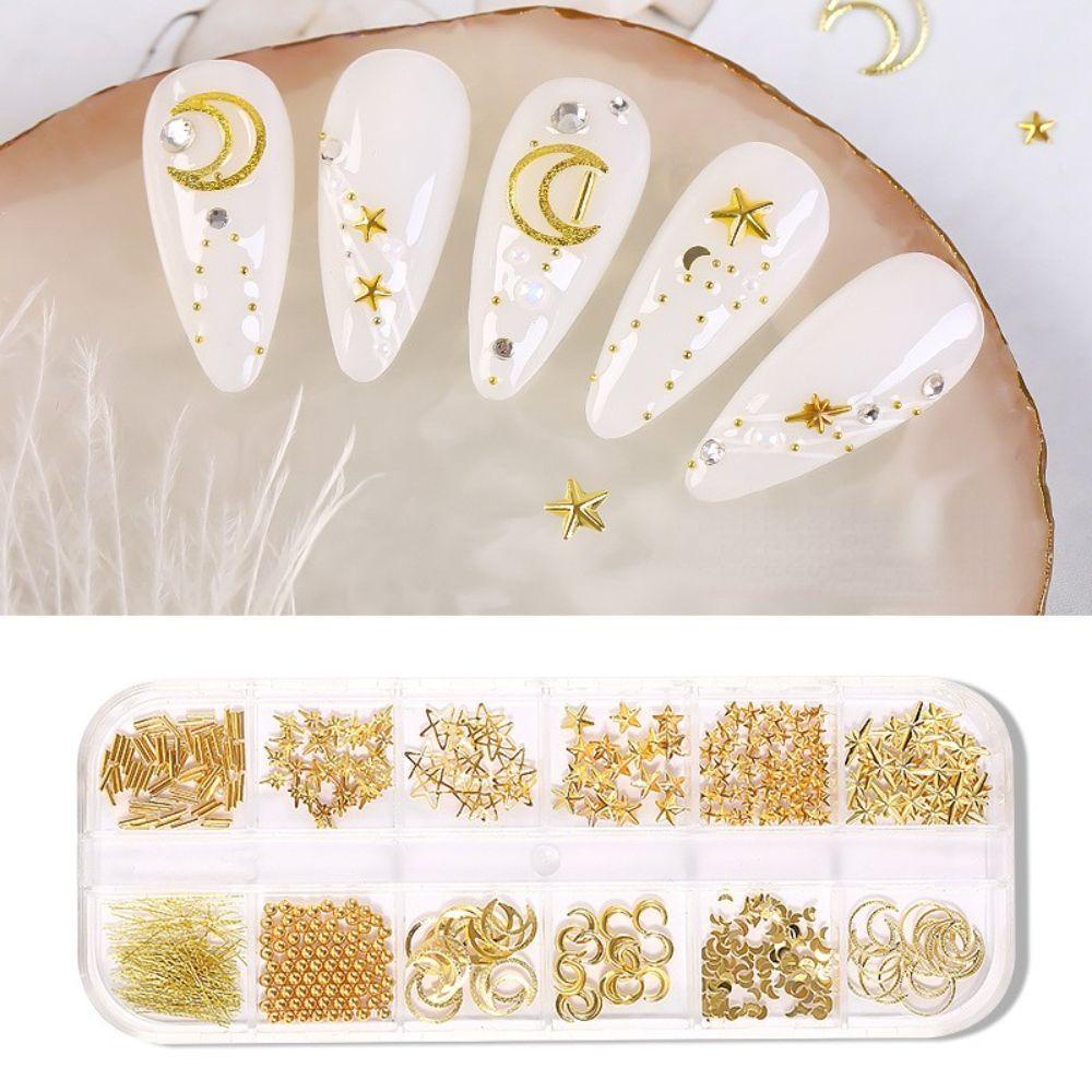 Augustina Nail Art Charms 3D Metal Alloy Hollow Salon Kuku Rivet DIY Bahan Kuku Wanita Perhiasan Kuku