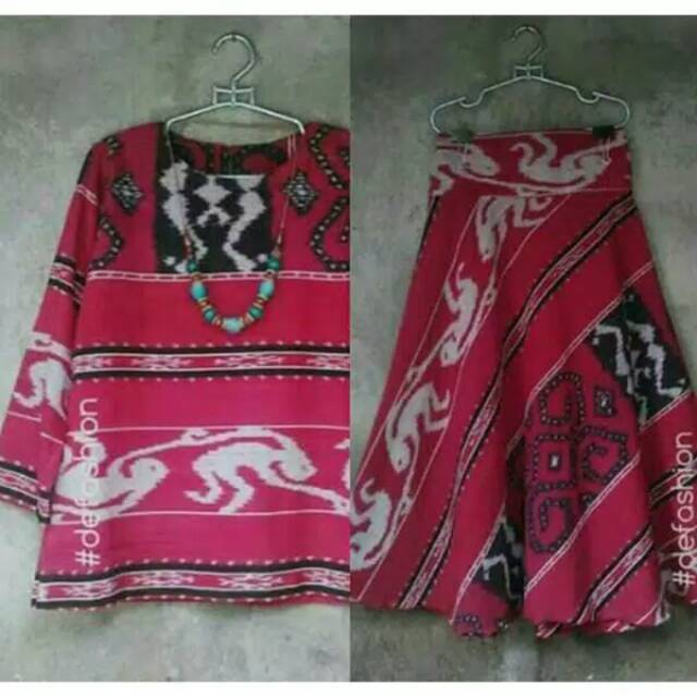 Setelan rok tenun dan blouse tenun ikat troso jepara etnic