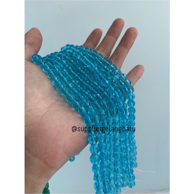 kristal bola dunia cutting 8mm BIRU muda ceko bulat craft blue quartz