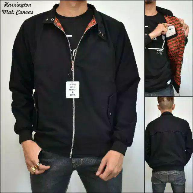 HARINGTONE JAKET PRIA TERLARIS - OFFICE HARINGTON ORI TERMURAH-Hitam canvas