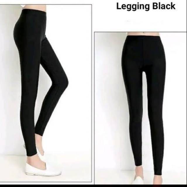 Legging Polos Tebal Import Hitam Ukuran Standar dan Jumbo