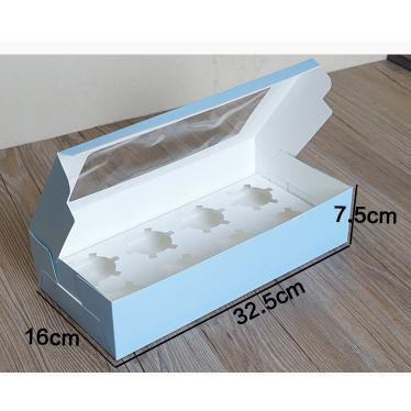 Best Seller Box Kotak Cupcake Isi 8 Muffin Bread Bolu Gulung Kue Panjang Hadiah - Putih