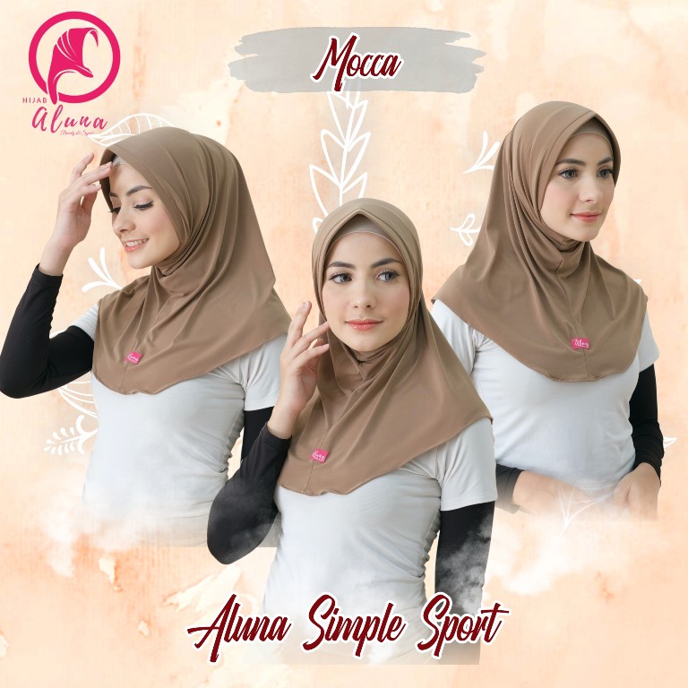 Instant Simple Sport By Hijab Aluna Official | Kerudung | Jilbab | Hijab | Hijab Instan | Jilbab Instan | Jersey Stella-Mocca