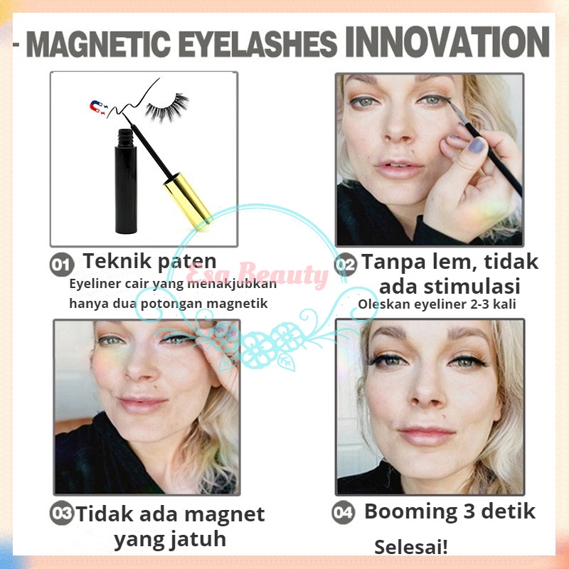 COCO Bulu Mata Magnetik Natural False Eyelashes Bulu Mata Eyelash Magnet Tanpa Lem Eyelash Extension Bulu Mata Palsu Natural Penjepit Bulu Mata Magnetic