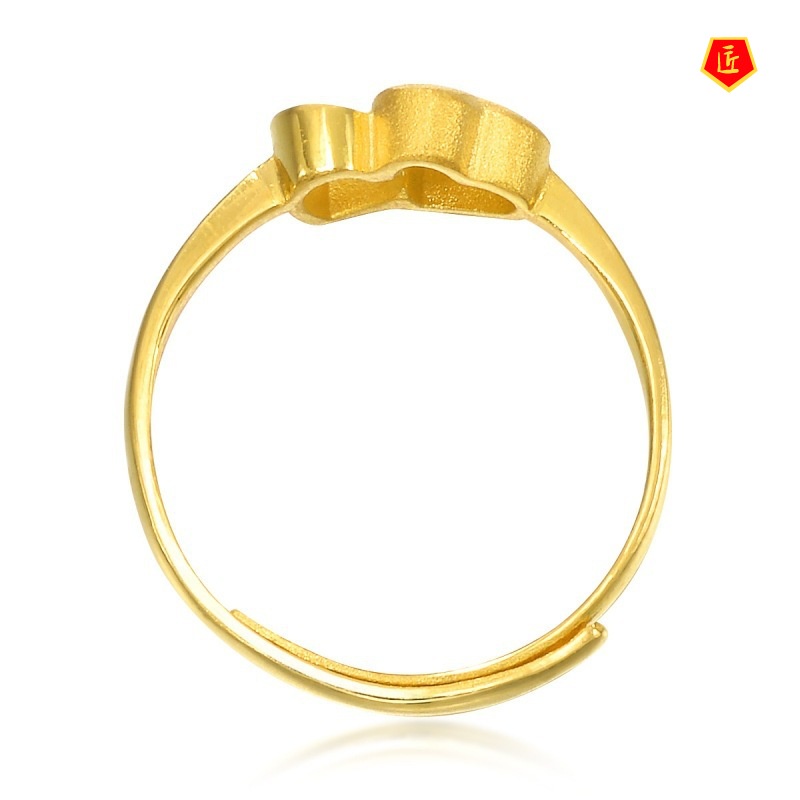 [Ready Stock]Simple Korean Style Women's Fashion Heart-Shaped Gold Ring