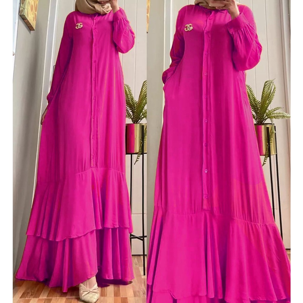 Sania Dress / Long Dress Polos Terbaru 2022 / Gamis Matt Rayon Viscose / Kekinian Untuk Lebaran