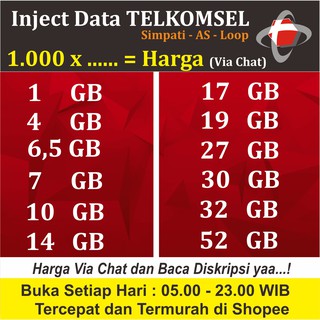 Jual Injek data TELKOMSEL SIMPATI AS LOOP Termurah / Injek kuota Data