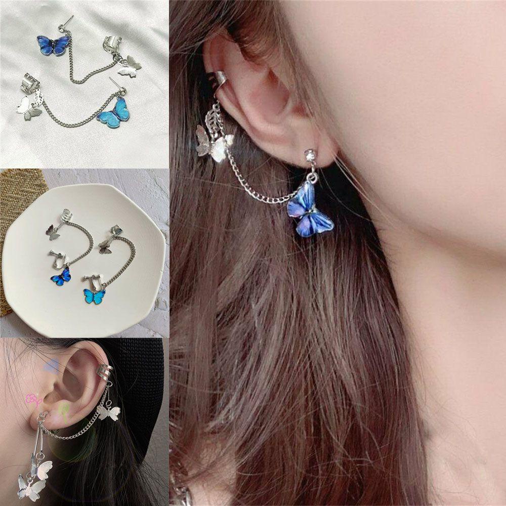 Lily Butterfly Earrings Aksesoris Pesta Fashion Perhiasan Tanpa Tindik Non Tindik Butterfly Ear Cuff