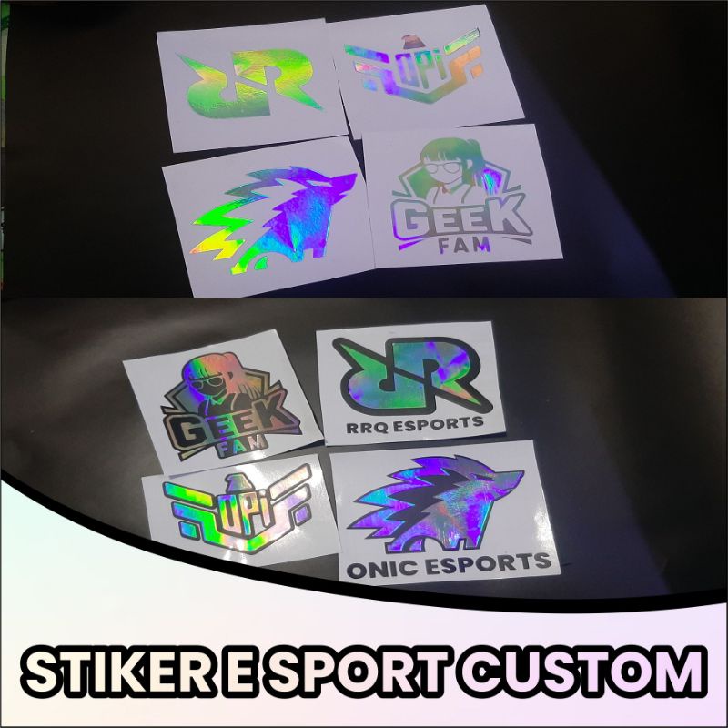 STIKER CUTTING HOLOGRAM LOGO SQUAD ESPORTS MLBB FF PUBG RRQ