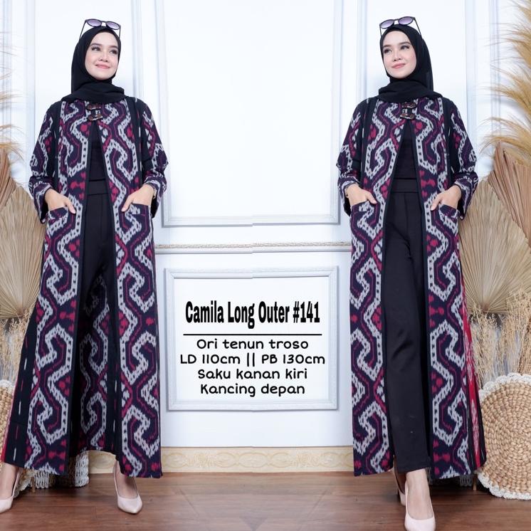 Menarik.. Long Cardi Bahan Tenun Troso Premium Long Outer Tenun Camila Outer
