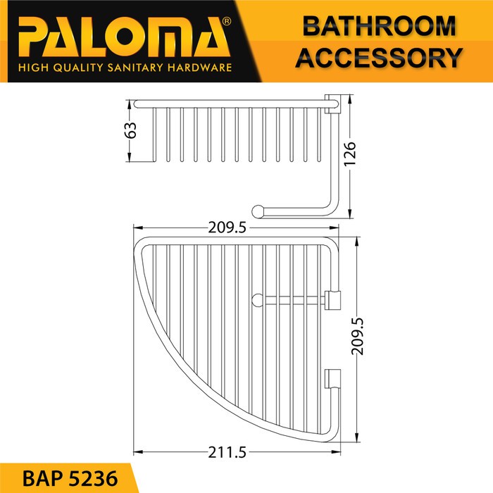 PALOMA BAP 5236 Rak Sudut Tempat Sabun Dinding Toilet Kamar Mandi