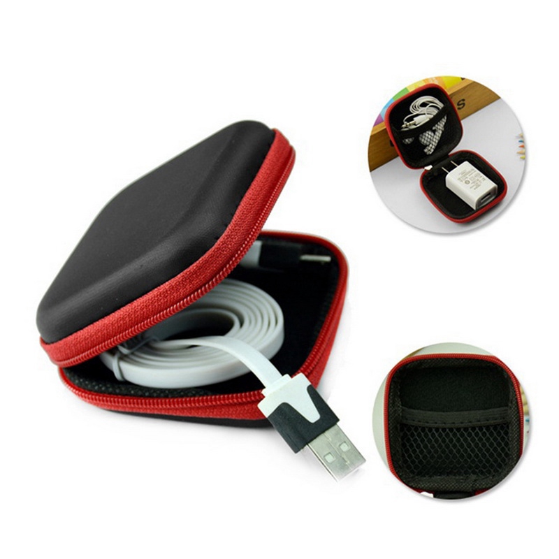 1Pc Hard Mesh Pocket Box,Zipper Earbuds Cover, Earphone Storage Bag Case