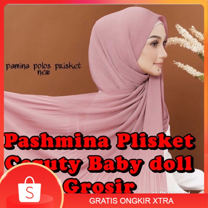 Grosir Pashmina Plisket Ceruty baby doll Murah