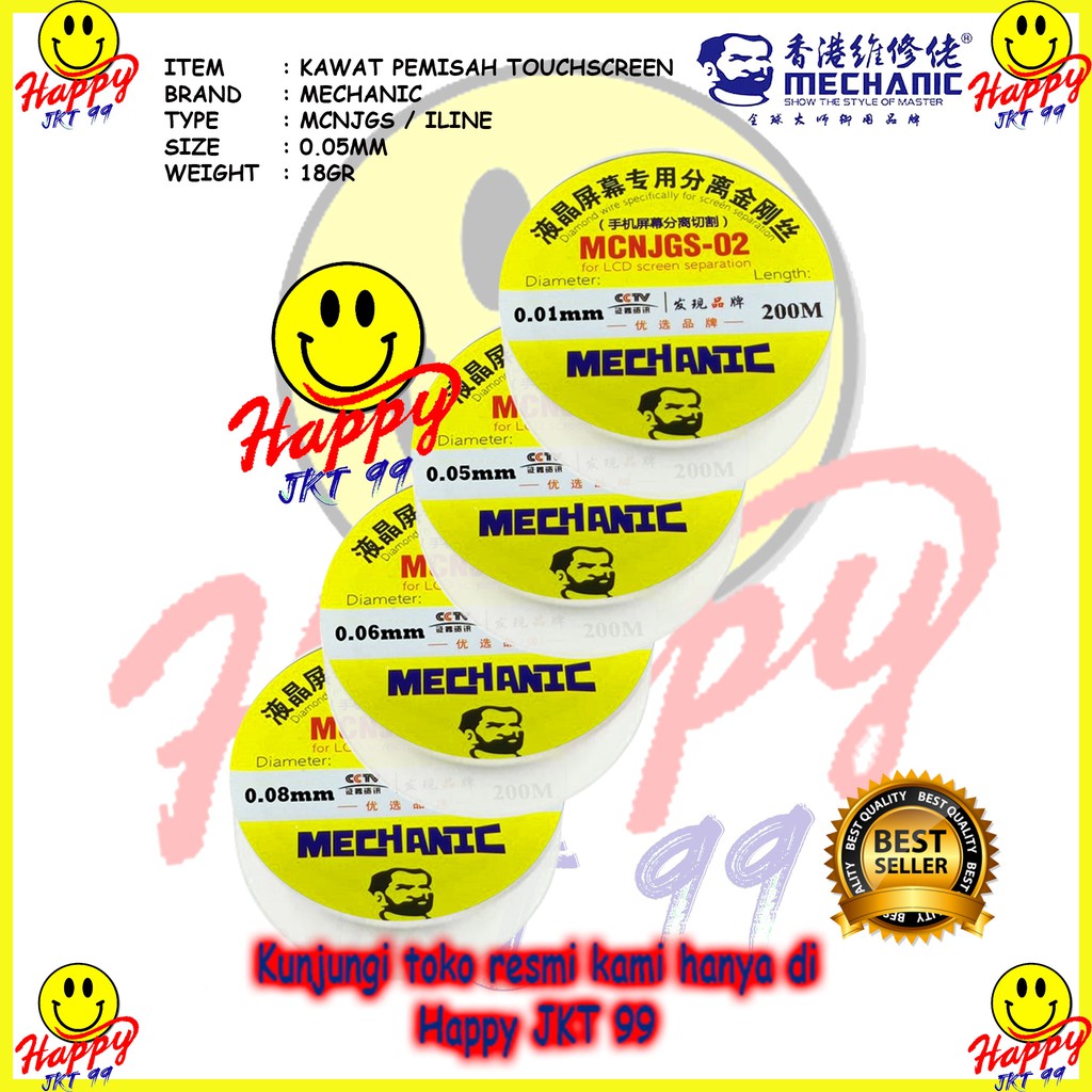 [ HAPPY JKT 99 ] KAWAT PEMISAH TOUCHSCREEN MECHANIC MCNJGS-02 0.05MM 200M ORIGINAL