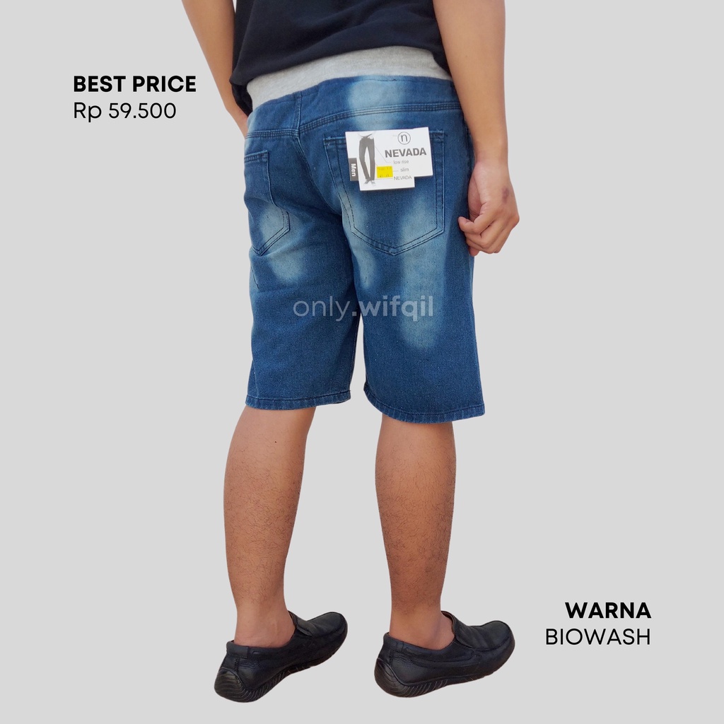 [BIOWASH] CELANA PENDEK PRIA JEANS RIB NON STRETCH BIG SIZE JUMBO - NEVADA LR