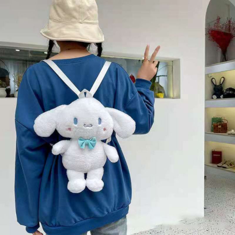 Tas Ransel Wanita Bulu Boneka Sanrio Character Contestants CINNAMOROLL Multifungsi Bisa Ransel + Selempang Perempuan / Backpack Wanita Bulu Empuk Halus Lucu Imut Gemoy Karakter Kartun Cinnamoroll