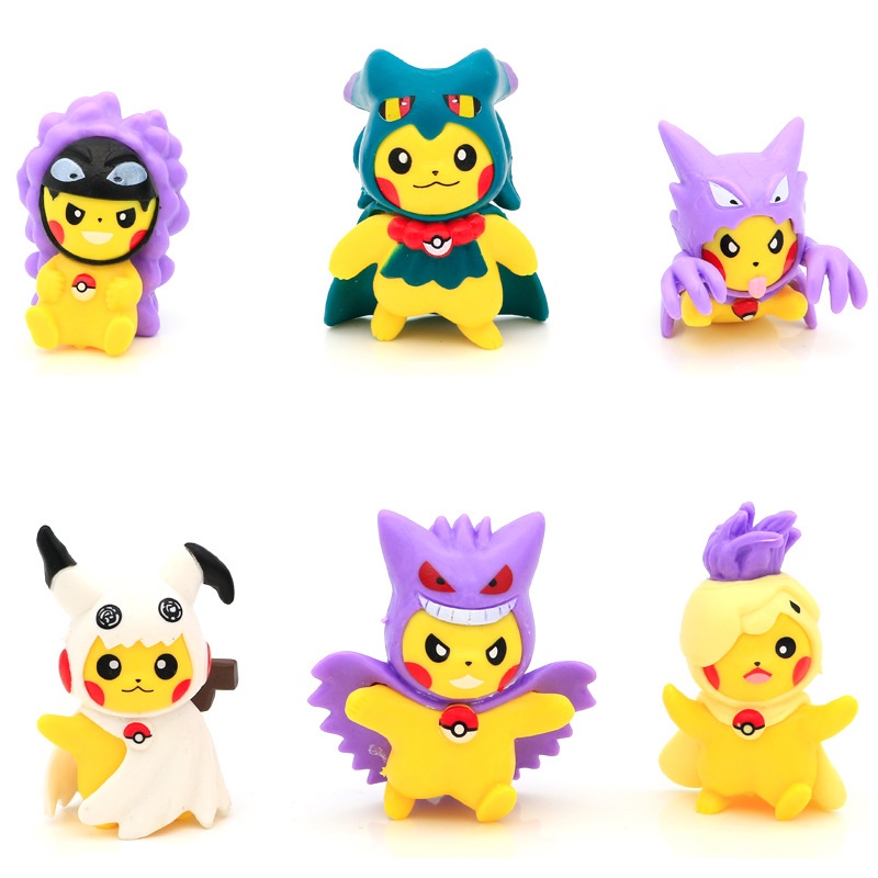 Mainan Tinggi Figure 6PS 7cm Pokemon Mainan Anak Ornamen Pikachu Cross-Dressing