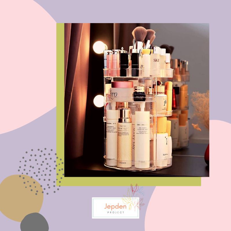 [ KENDARI COD ] - Rak Kosmetik Akrilik Putar 360°