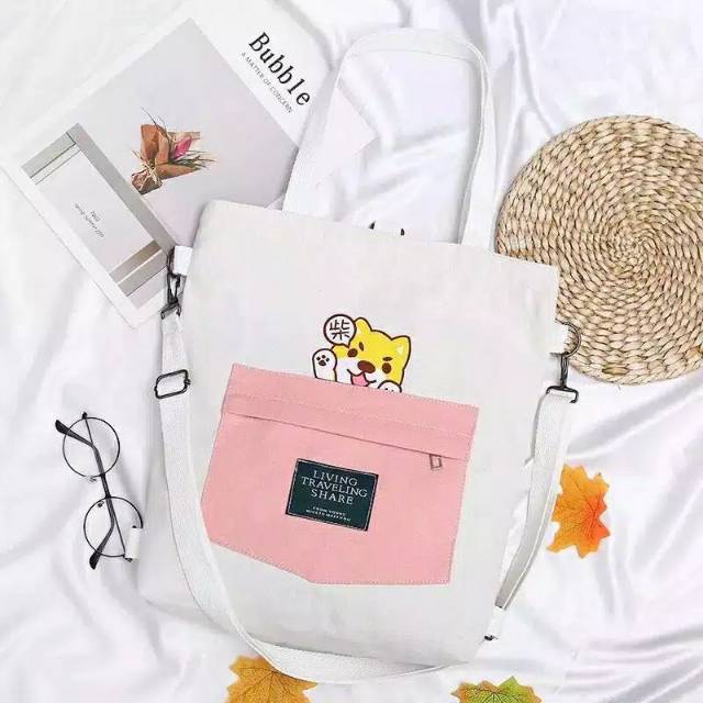 AZAHRA Tote bag wanita Bahan kanvas