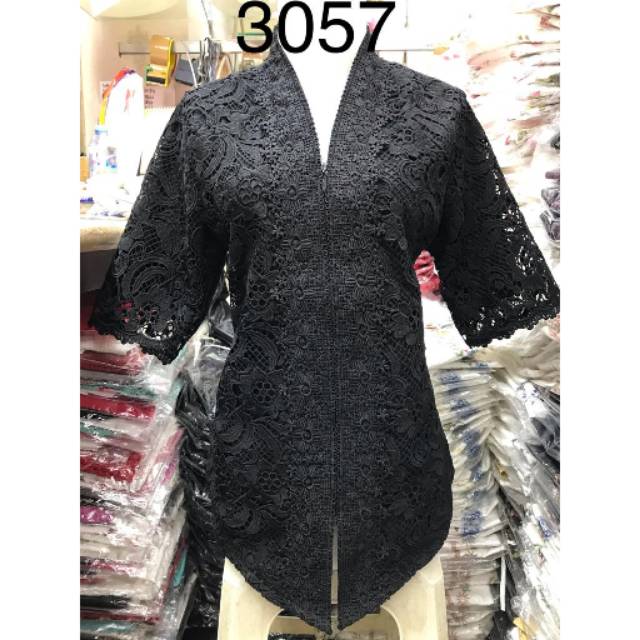 0992/1130 kebaya alexuez full brukat depan tgn pdk hitam /merah/putih premium