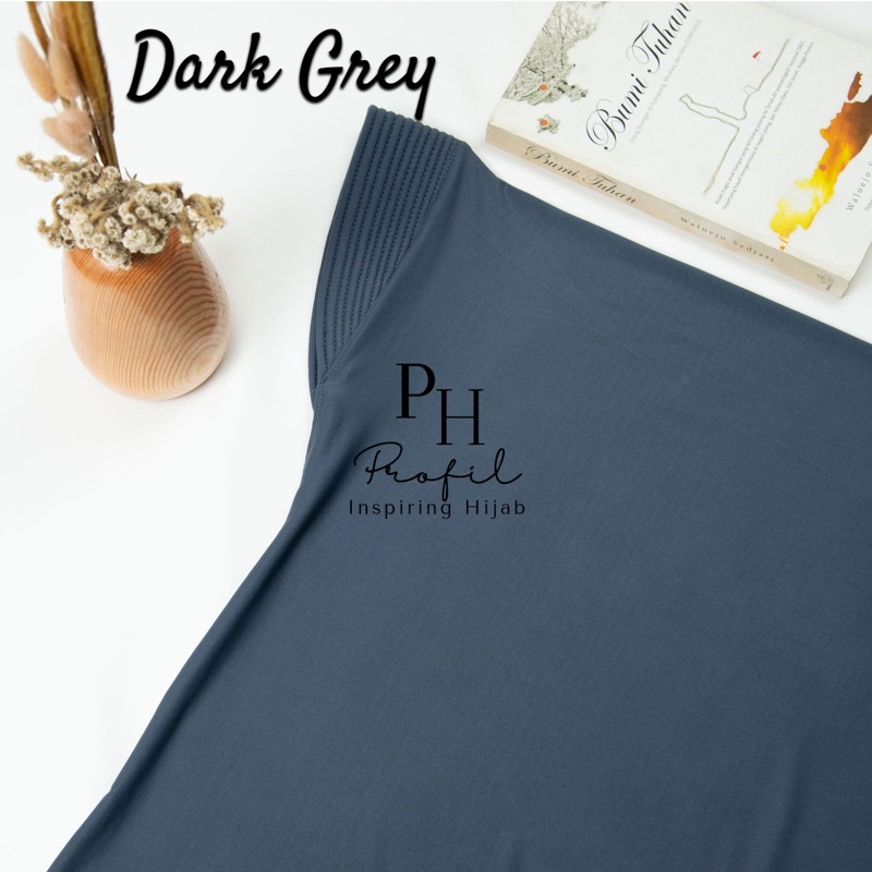 Jilbab Instan Bergo Hamidah Jersey Ukuran (XL) / Bergo Jersey Jumbo / Hijab jersey-Dark grey