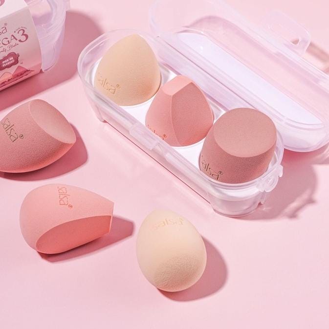 `ღ´ PHINKL `ღ´ Salsa beauty blender unik omega isi 3 macam jenis mengembang kalau kena air