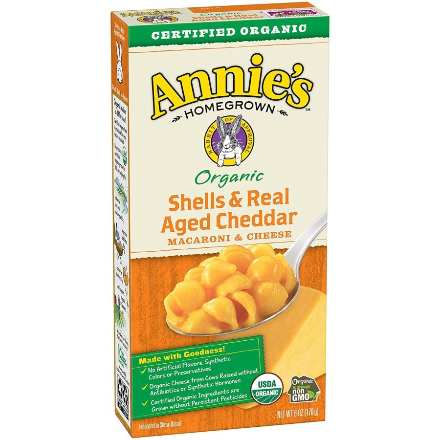 

Annie's ORGANIC Shells & Real Aged Cheddar Instant Mac n Cheese Cheesy Snack Food Macaroni & Cheese Meal Elbow Pasta Mie Saus Keju Cheddar Yummy
