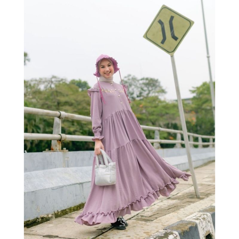 MOSSA BIRDA BORDIR MIDI DRESS MAXY CRINGKEL BORDIR