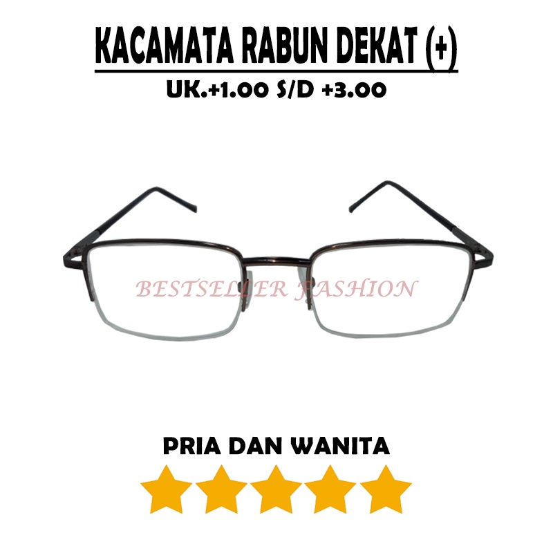 Kacamata Baca Lensa Plus Half-Frame +1.00 s/d +3.00 Kacamata Rabun Dekat Pria Wanita Reading Glasses NOCASE