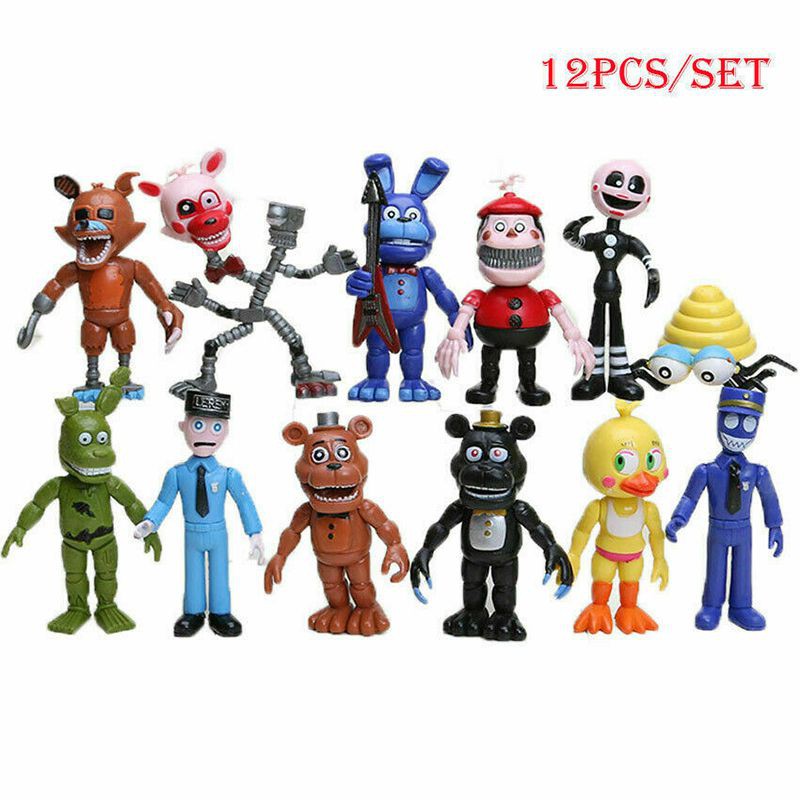 [NEW] 12pcs / Set Mainan Action Figure Five Nights At Freddy 's Chica Freddy Bahan Pvc Untuk Hadiah