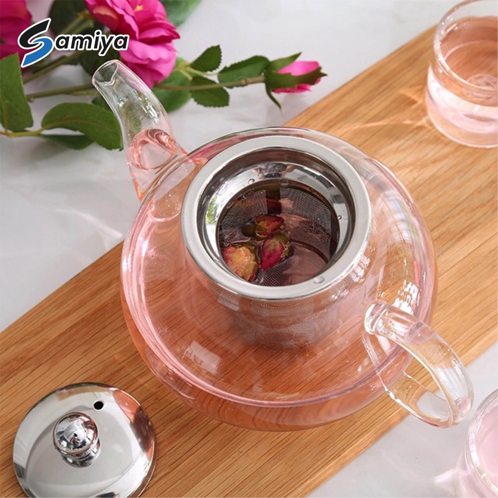 Tea pot infuser / teko teh kaca stainless / teapot / teko teh dengan saringan / tea maker