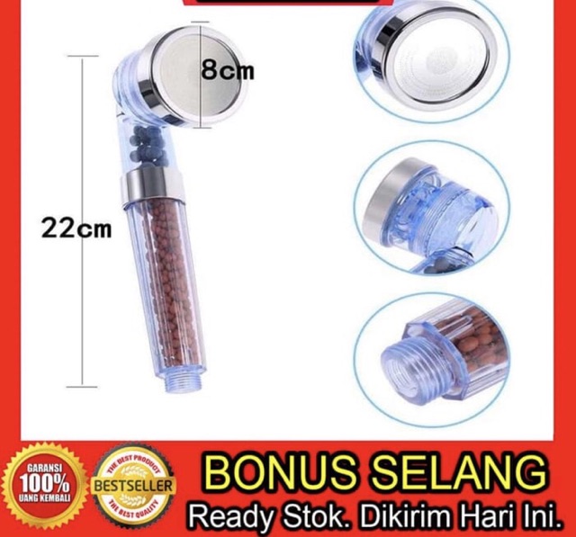 BONUS SELANG 120 CM SHOWER ION SPA IONIZER HEALTHY LIFESTYLES