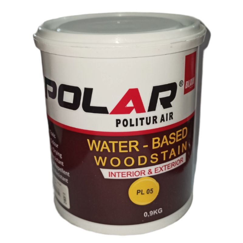 politur air - POLAR WOODSTAIN 0,9 - water base - pernis kayu - vernis kayu bahan campuran air