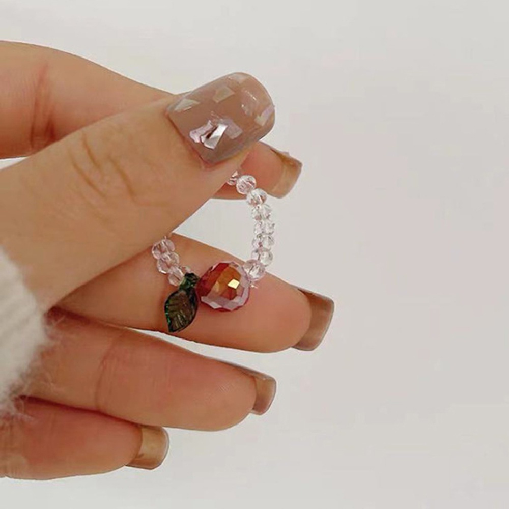 2021 New Korean Fruit Elastic Crystal Ring Color Matching Cute Small Fresh Hyuna Style