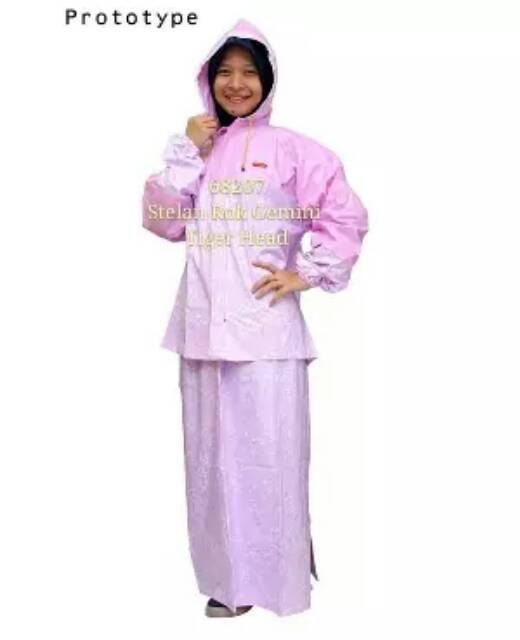 Jas hujan setelan rok bunga tiger head 68207 GEMINI  setelan muslimah