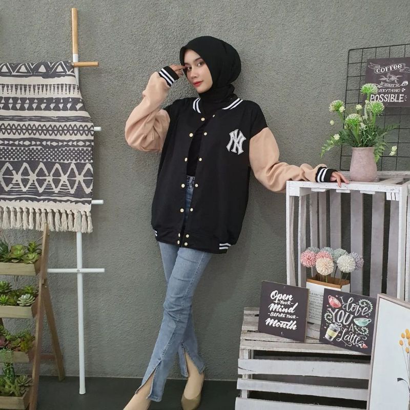 Ny Baseball Varsity Jaket Oversize Jumbo | Baseball Jaket Korean Style | Jaket Varsity Jumbo